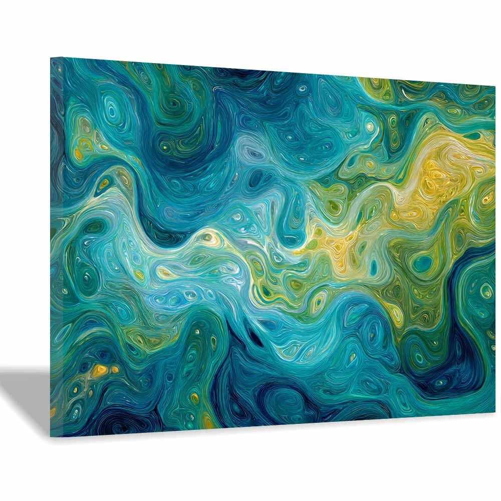 WUFIEA Ogólny abstrakcyjny obraz na płótnie iluzjonariusz wir do salonu sypialni biura dekoracja (ciemnozielony 02) - 40 x 60 cm oprawiony