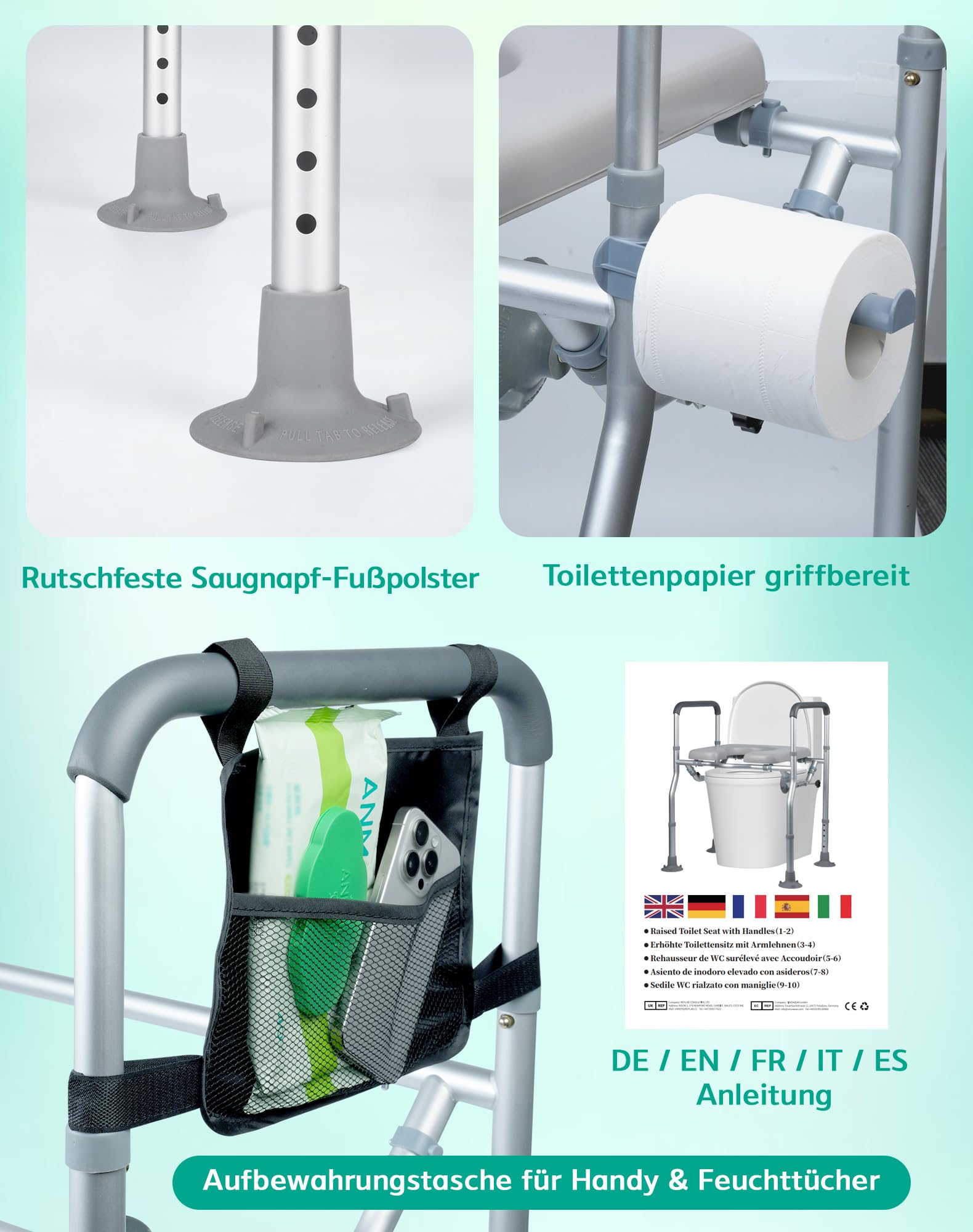 Rialzo per sedile WC con braccioli