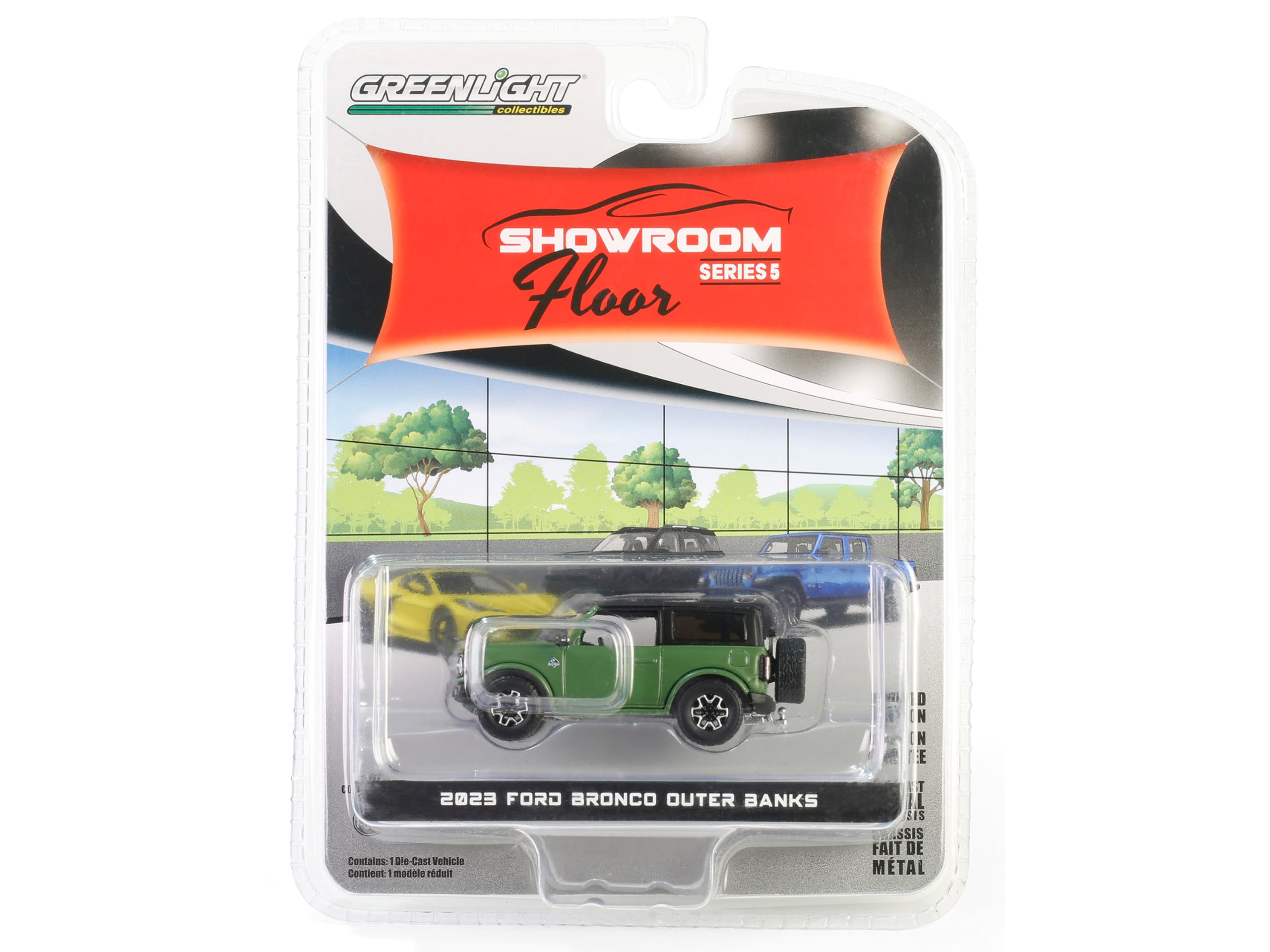 2023 Bronco Outer Banks Eruption Green Metallic with Black Top Showroom Floor Series 5 1/64 Diecast Model Car by Greenlight 68050E