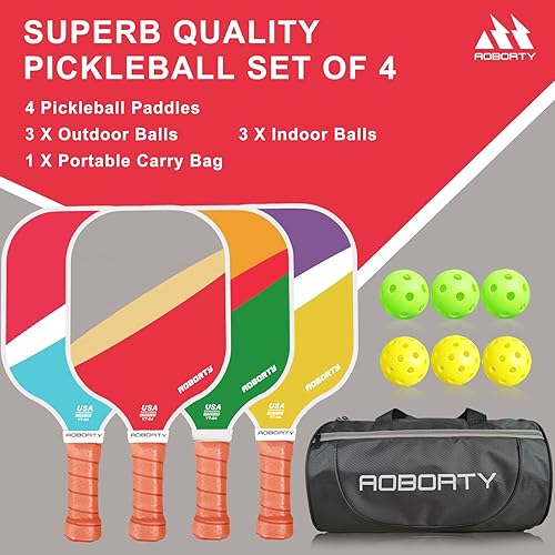 Miniatura 5 de USAPA - Paquete de 4 palas de pickleball Juego de 4 raquetas de grafito claro de primera calidad con cara de fibra y polímero con núcleo de panal