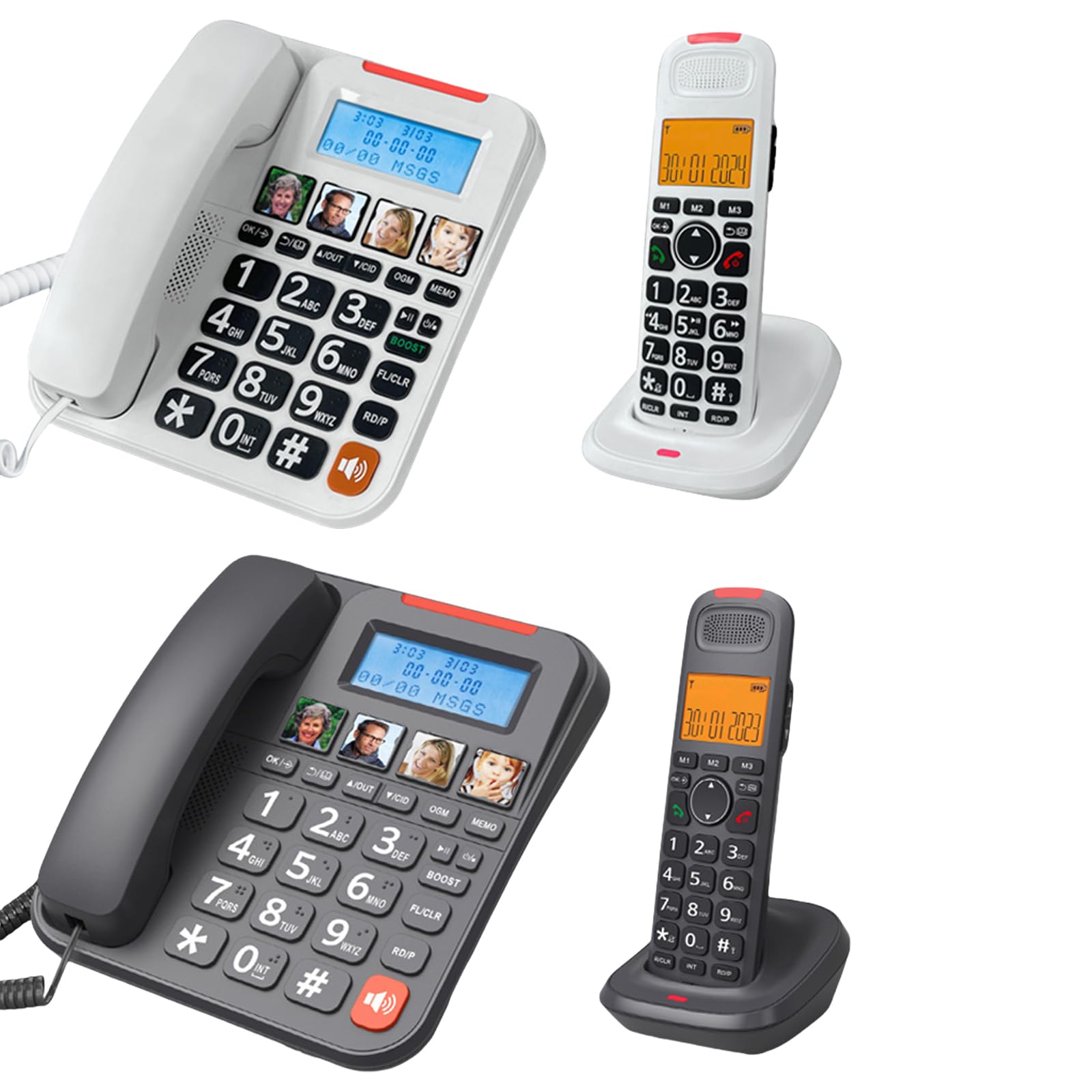 Suoneria regolabile e volumi telefono con filo con 1 chiave aumenta la funzione per accessori telefonici di casa e ufficio