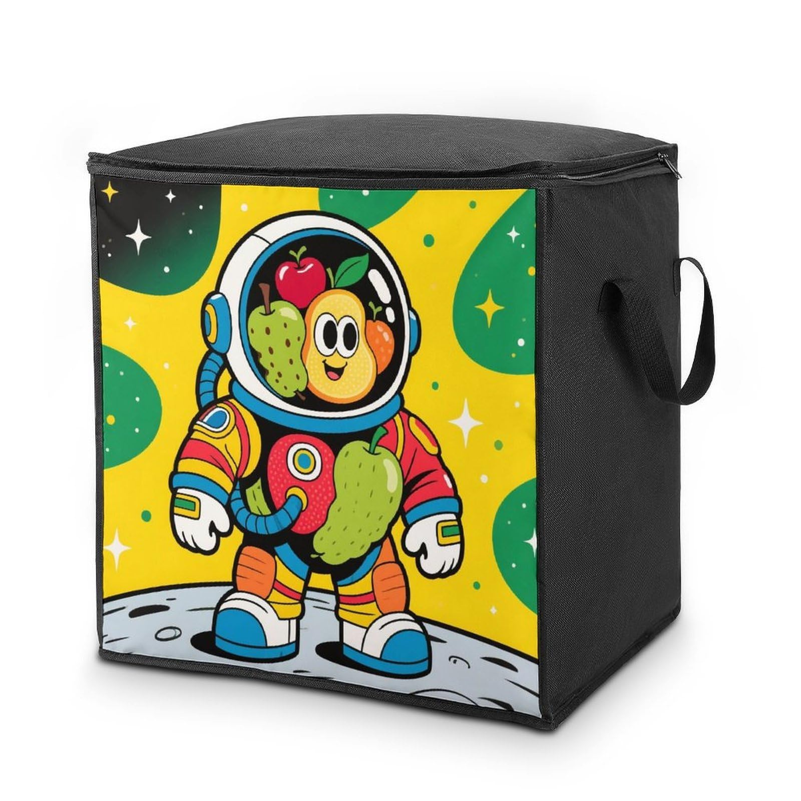 Astronaut Large Storage Bags with Zippered Storage Organizers Bag Clothes Storages Bins with Lids Foldable Storages Containers with Reinforced Handles for Blanket Bedding