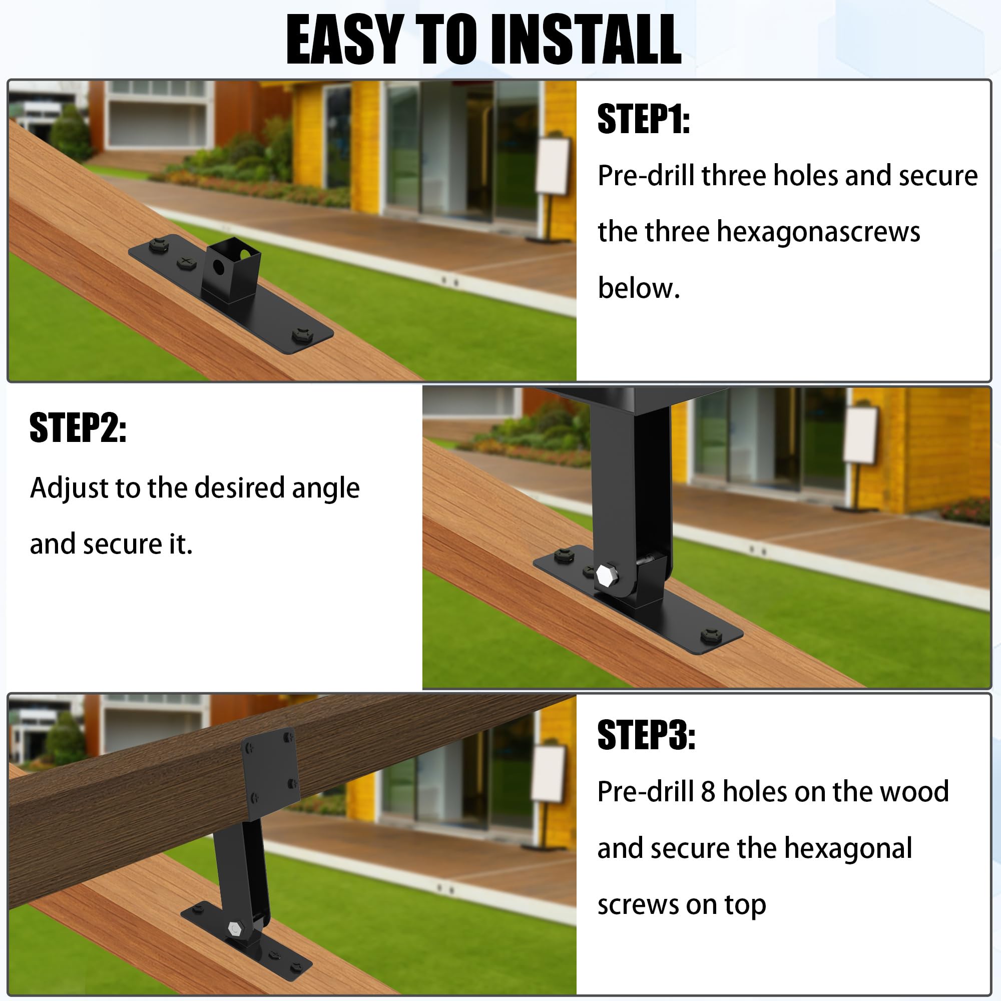 Pergola Post Base Heavy Duty Roof Riser Brackets Kit, TROPTOLKY ...