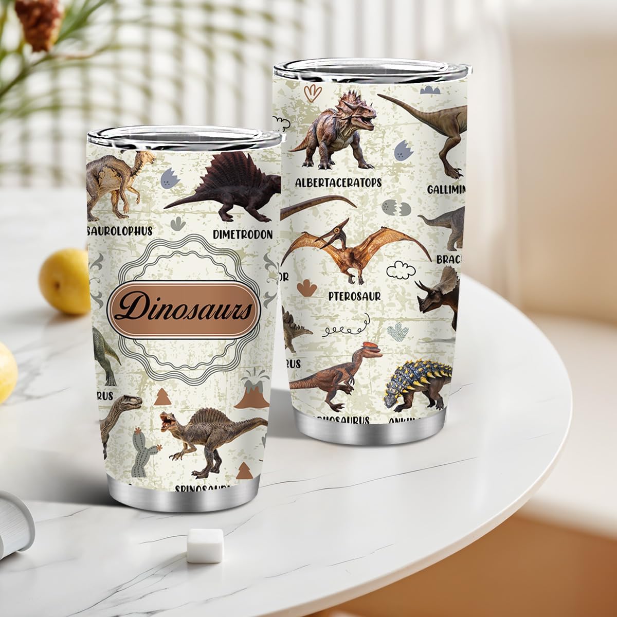 Dinosaur Cup, Dinosaur Gifts for Adults, 20oz Dino Tumblers with Brush & Straw, Thanksgiving Christmas Birthday Gift for Dino Lover, Dinosaurs Water Bottle, Dinosaurs Tumbler, 1 PCS - Image 2