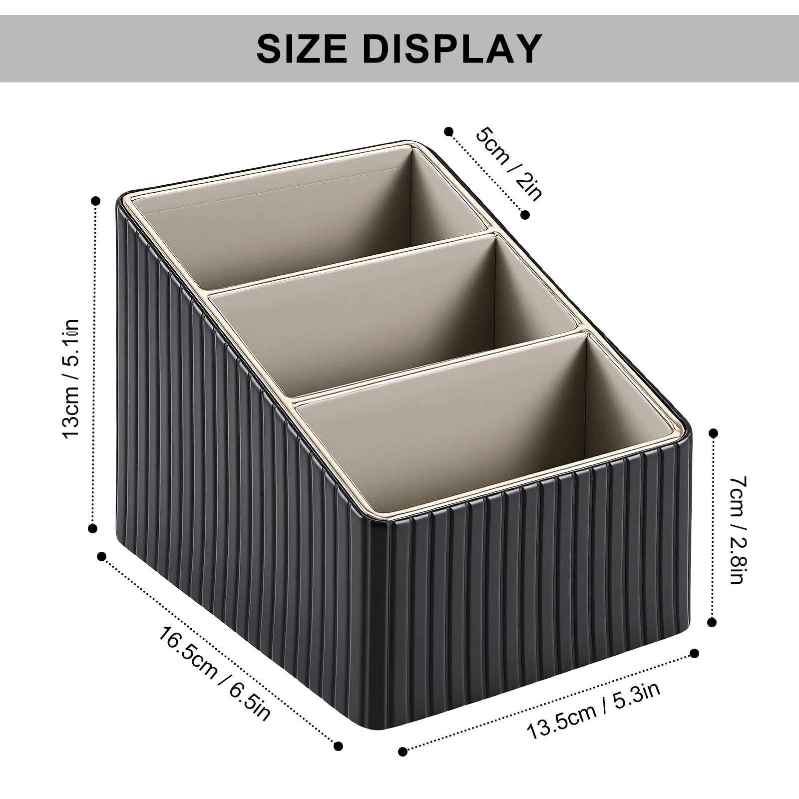 Fernbedienung Halterung mit 3 Taschen,PU Schreibtisch Organizer für Zuhause | Mehrere Fächer,Platzsparend,Schneller Zugriff,Fernbedienungshalter für Büro,Stifte Schreibtisch Aufbewahrung für TV 4K Stick