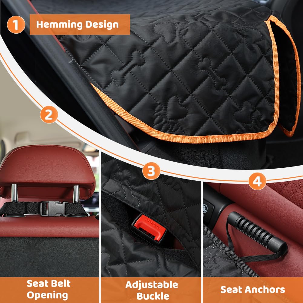 KYG Coprisedile Auto per Cani Coprisella per sedile posteriore per auto con cintura di sicurezza, Antiscivolo e Antigraffio Sedili Posteriori per Auto, SUV, Camion, 132x58x46cm
