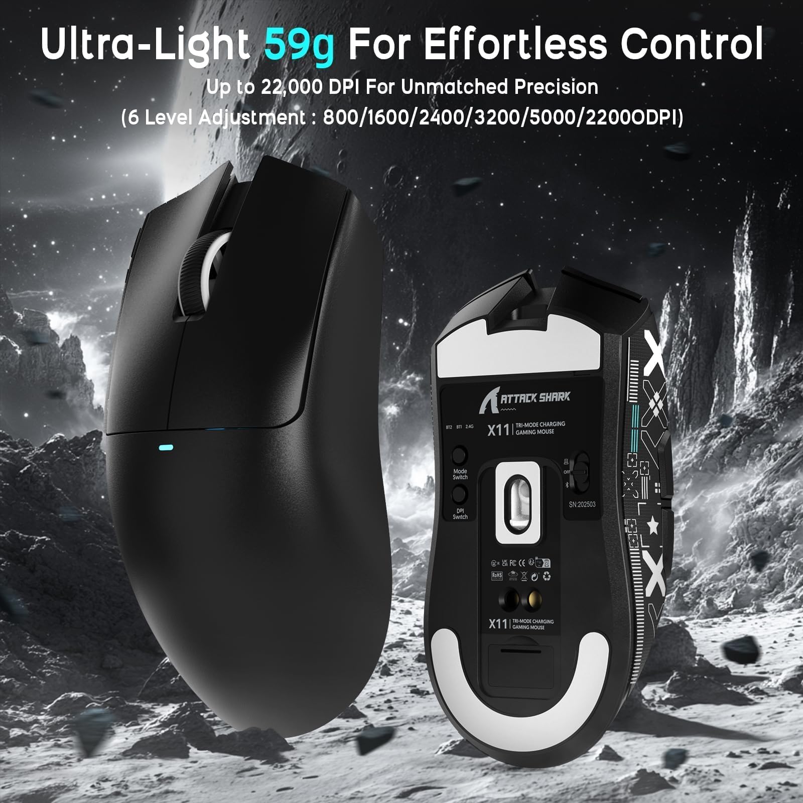 ATTACK SHARK x MAMBASNAKE X11 Souris avec X60HE Clavier Gaming Magnétique, Combo Clavier et Souris Sans Fil, BT/2.4G/USB-C, Déclenchement Rapide, 8000 Polling Rate, 22000 DPI,Souris Ultra-Légère– Noir