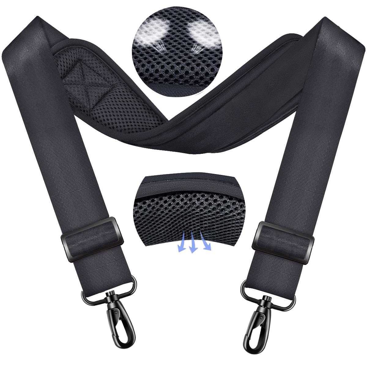 ZINMARK Shoulder Strap 59 inch, Extra-Thick Fixed Cushion Pad and Dual Clasps Universal Replacement Strap for Bags, Camera, Crossbody，Lawn,Mower -Dark Gray