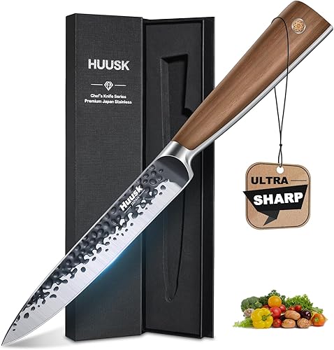 Miniatura 8 de Huusk Santoku Cuchillo de cocina japonés de 7 pulgadas, cuchillo de cocina forjado a mano, cuchillo de chef afilado para verduras, carne, cocina
