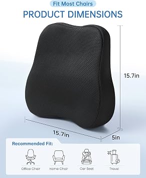 Vekkia Lumbar Support Pillow for Office Chair - Back Support for Car
