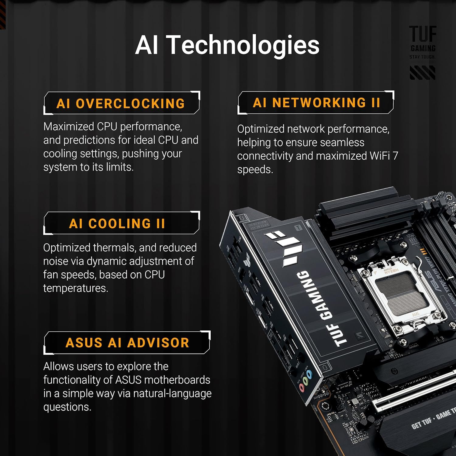MICRO CENTER Processore CPU AMD Ryzen 9 9950X3D con scheda madre ASUS TUF Gaming X870E-PLUS WIFI7 ATX (DDR5, PCIe 5.0 x16, 4X slot M.2, WiFi 7, 2 x Type-C USB4)