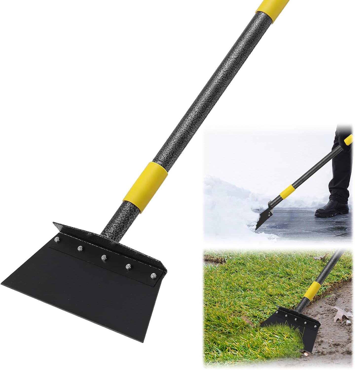 Multifunctional Flat Shovel, 88" Long Handle Manual Weeder, Heavy Duty Metal Floor Scraper Ice Chopper Snow Shovel Spade Garden Tool for Digging, Weeding,Scraping, Ice Remove, Lawn Edging
