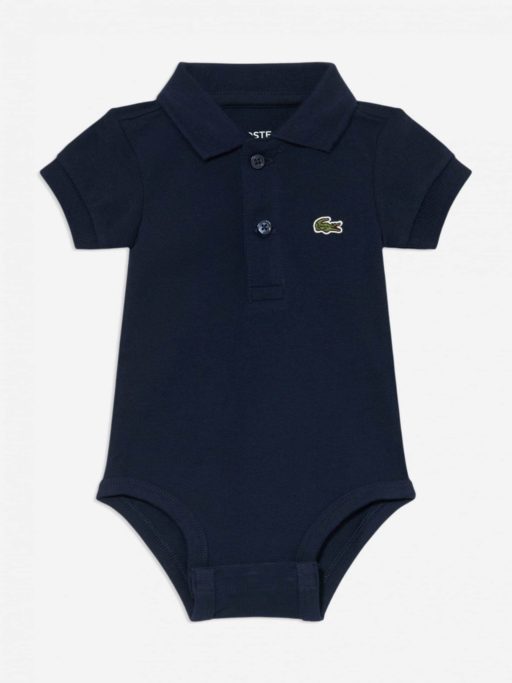 Lacoste Body in piqué unisex (bambino), con bottoni a pressione sul cavallo, blu navy/blu scuro, 9 mesi