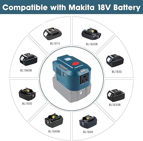 Miniatura 4 de para Makita Generador Inversor Alimentado 150W para Makita Batería DC 18v a 110v Salida de CA, Fuente de alimentación portátil Adaptador de cargador
