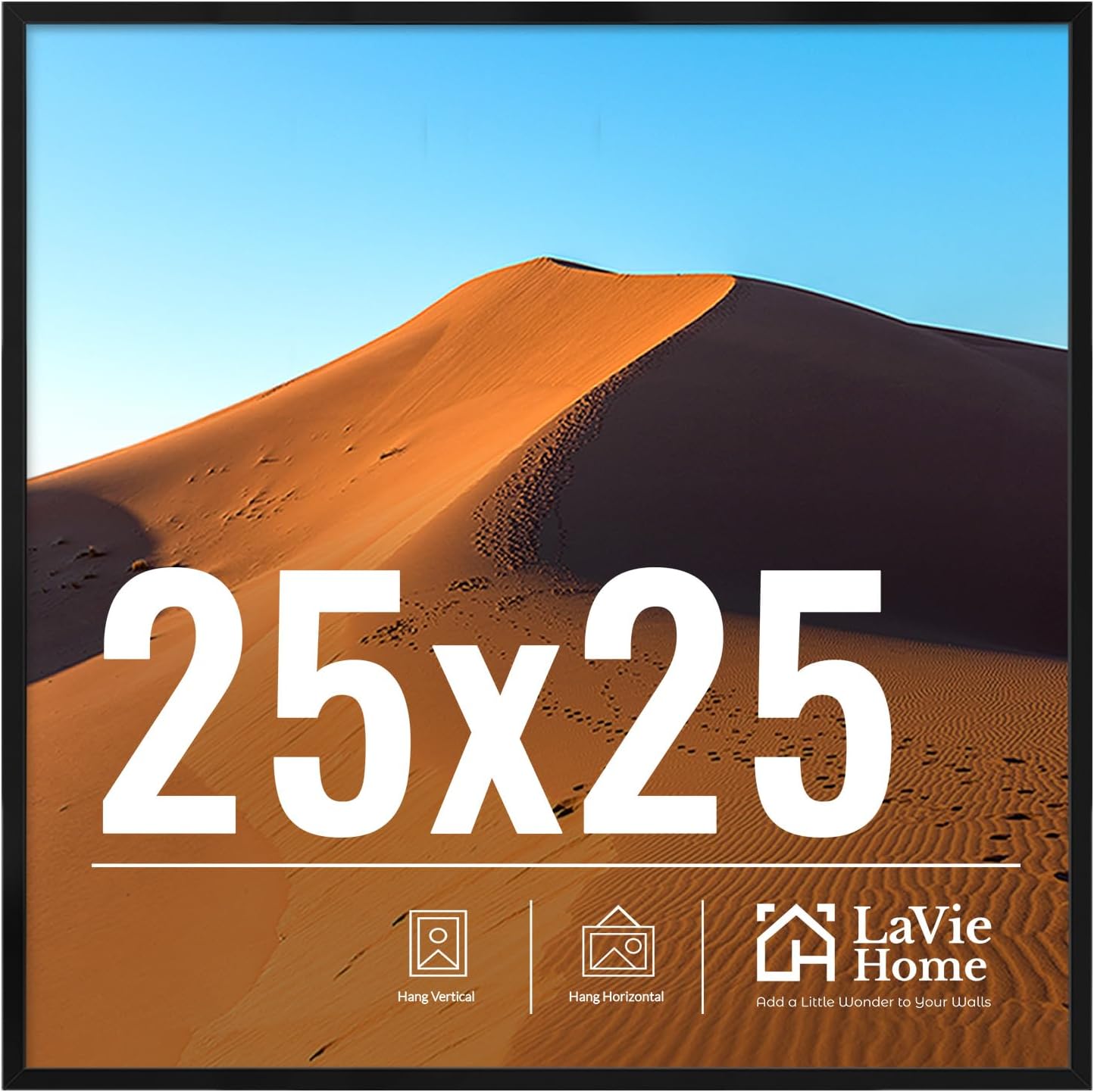 LaVie Home 25x25 Picture Frame for Wall Display, 25x25 Black Picture Frame with HD Plexiglas, 25 x 25 Photo Frame 1 Pack, Picture Frames for Displaying Photos, Classic Collection