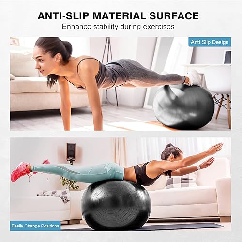 Miniatura 2 de Pelota de yoga, pelota de pilates gruesa antideslizante para embarazo, parto, entrenamiento y entrenamiento básico, pelota de fitness antiestallidos