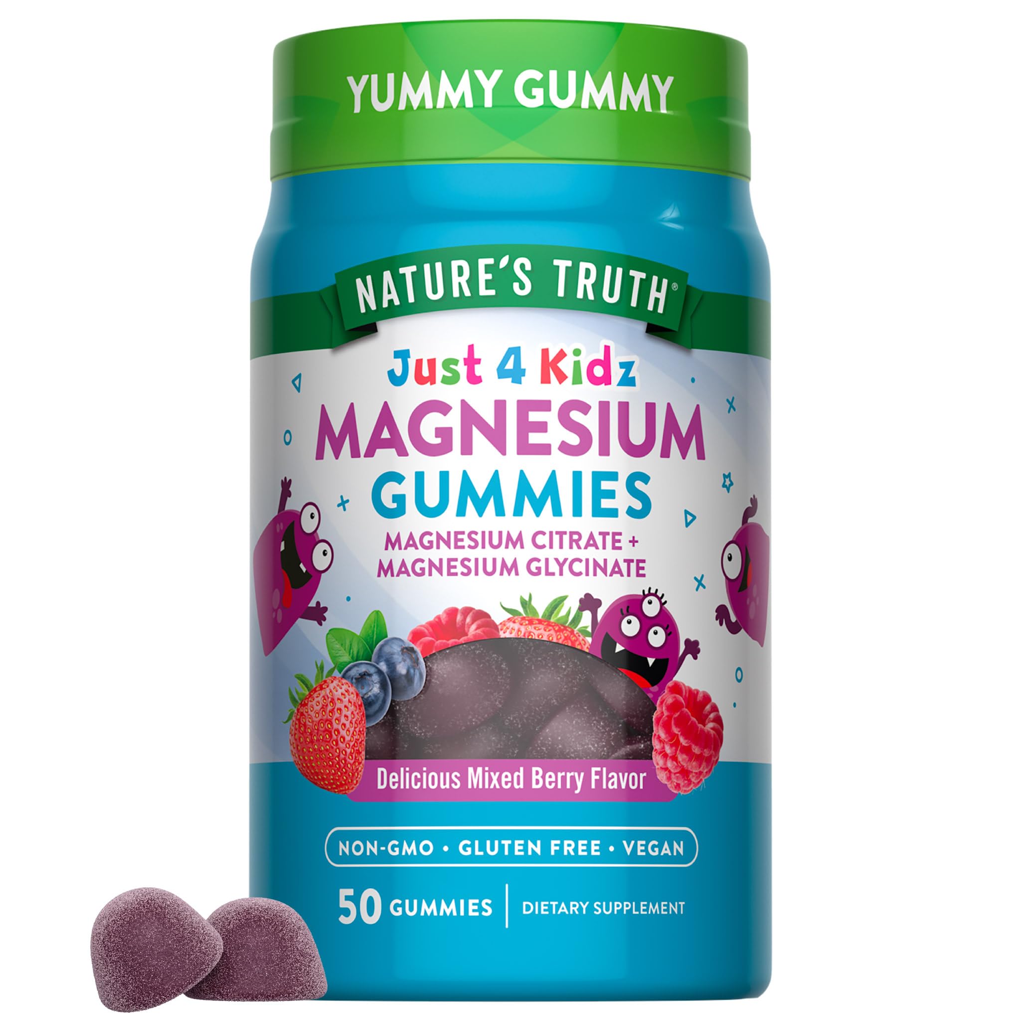 Nature's Truth Magnesium Gummies for Kids | Glycinate & Citrate | 50 Count