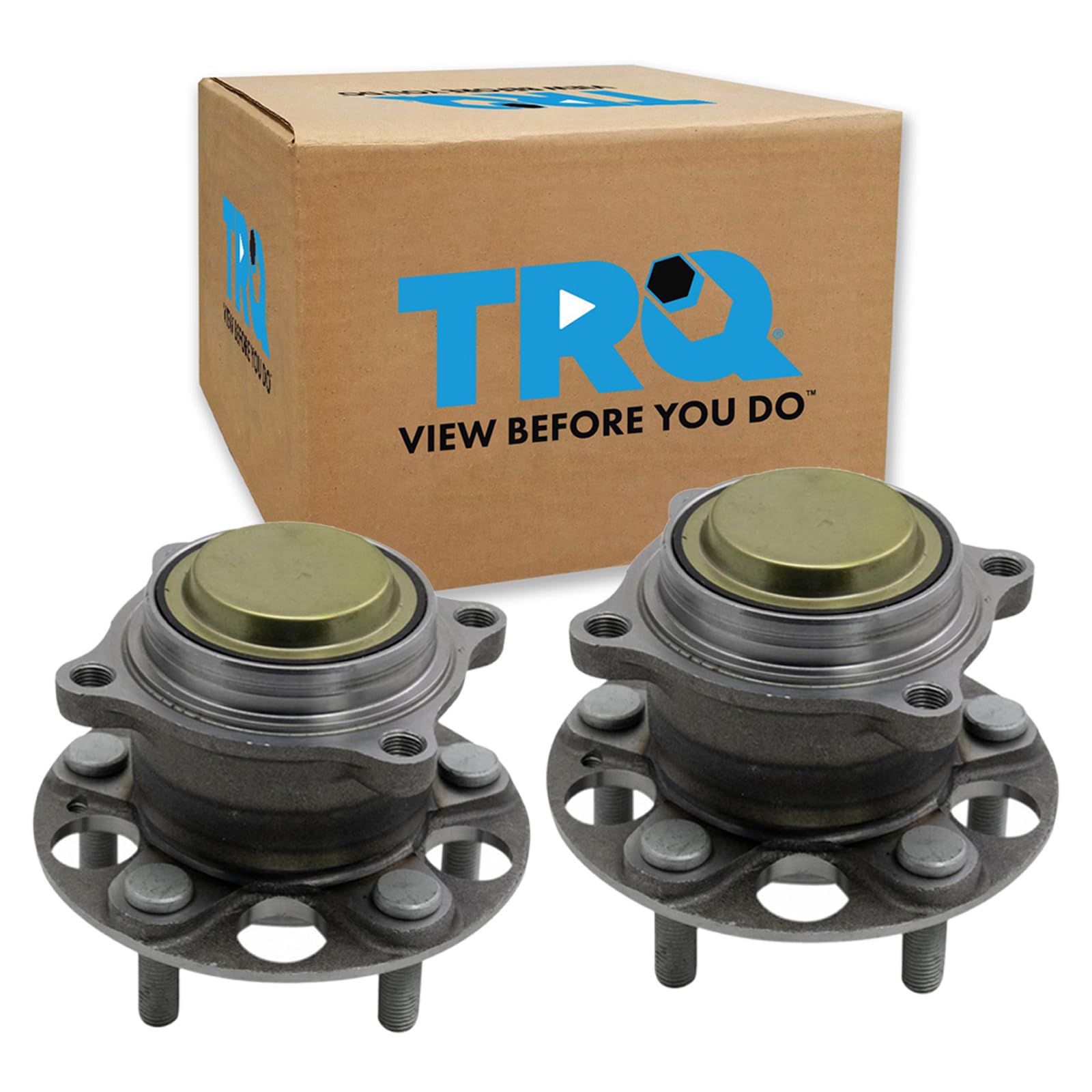 TRQ 2 Piece Rear Wheel Bearing &amp; Hub Assembly Set with ABS Sensor
