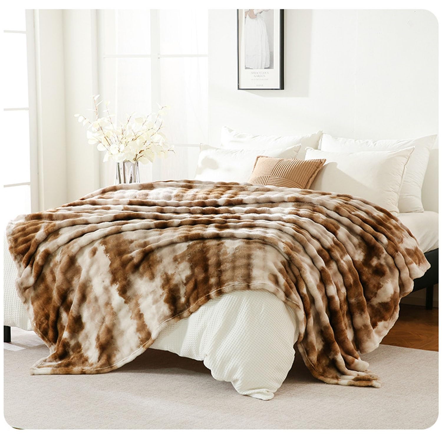 Couverture en fausse fourrure de lapin marron grand format contre les nuits froides
