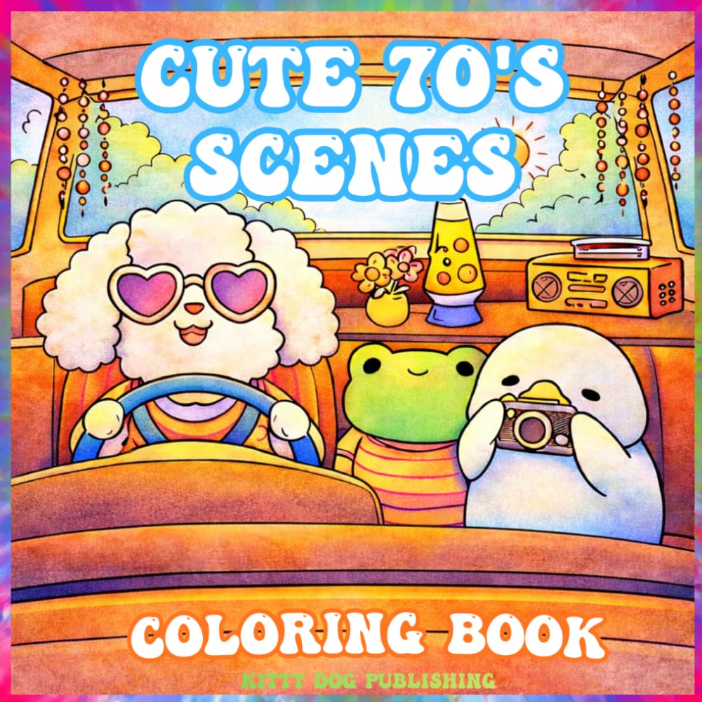Cute 70’s Scenes Coloring Book: Groovy Vibes Disco