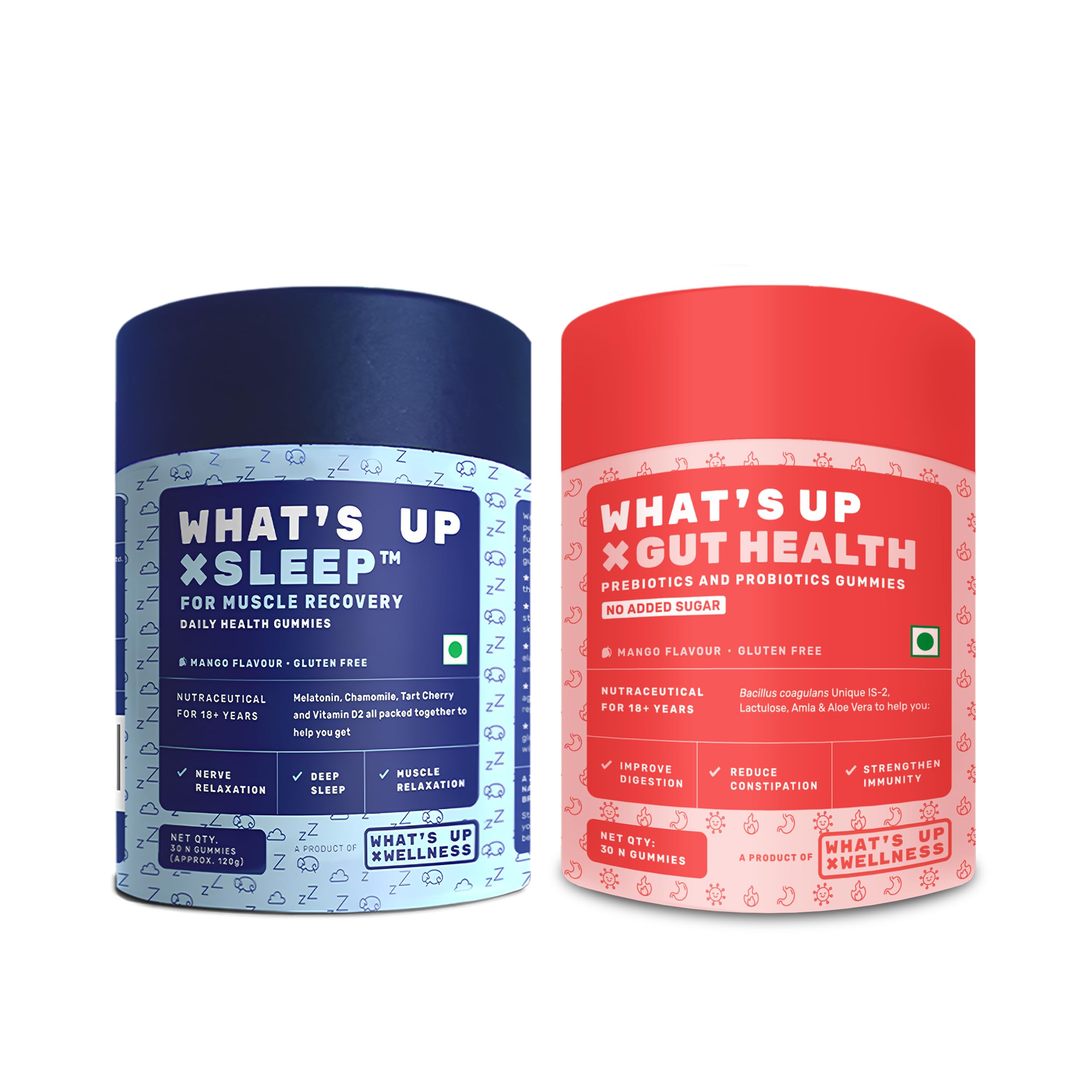 What’s Up Wellness Sleep & Gut Health Combo | Melatonin Gummies with Tart Cherry for Peaceful Sleep and Muscle Recovery + Prebiotics & Probiotics Supplement for Digestion, Constipation Relief & Immunity | 30 Days Serving (B0D6WGVH6D) Amazon Price History, Amazon Price Tracker