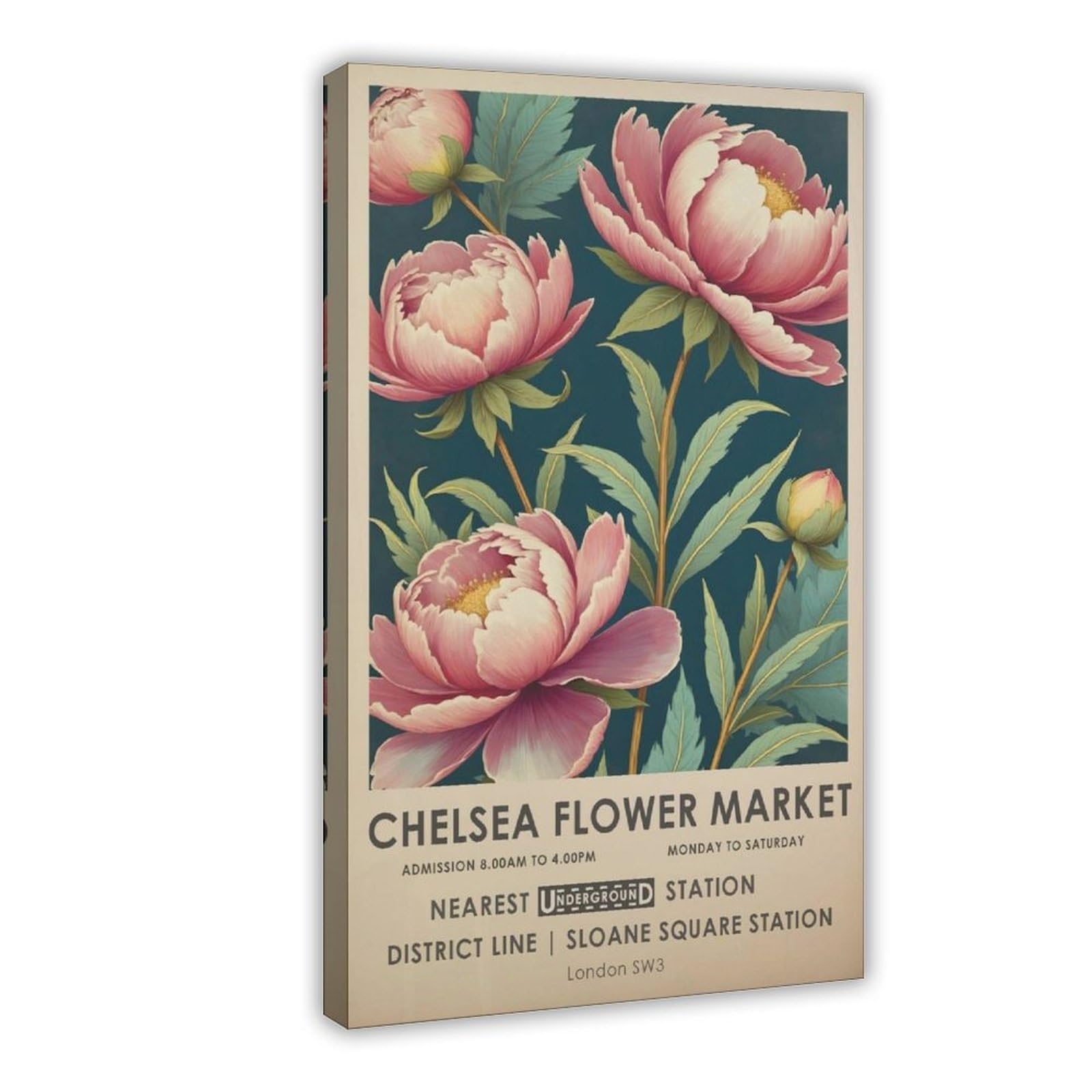 Chelsea Flower Market, Peony Botanical, Gift Canvas Poster Wall Art Decor Print Picture Paintings for Living Room Bedroom Decoration 12x18inch(30x45cm)