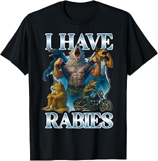 I Have Rabies Funny Cringe Werewolf Meme Alpha Wolf Adult T-Shirt