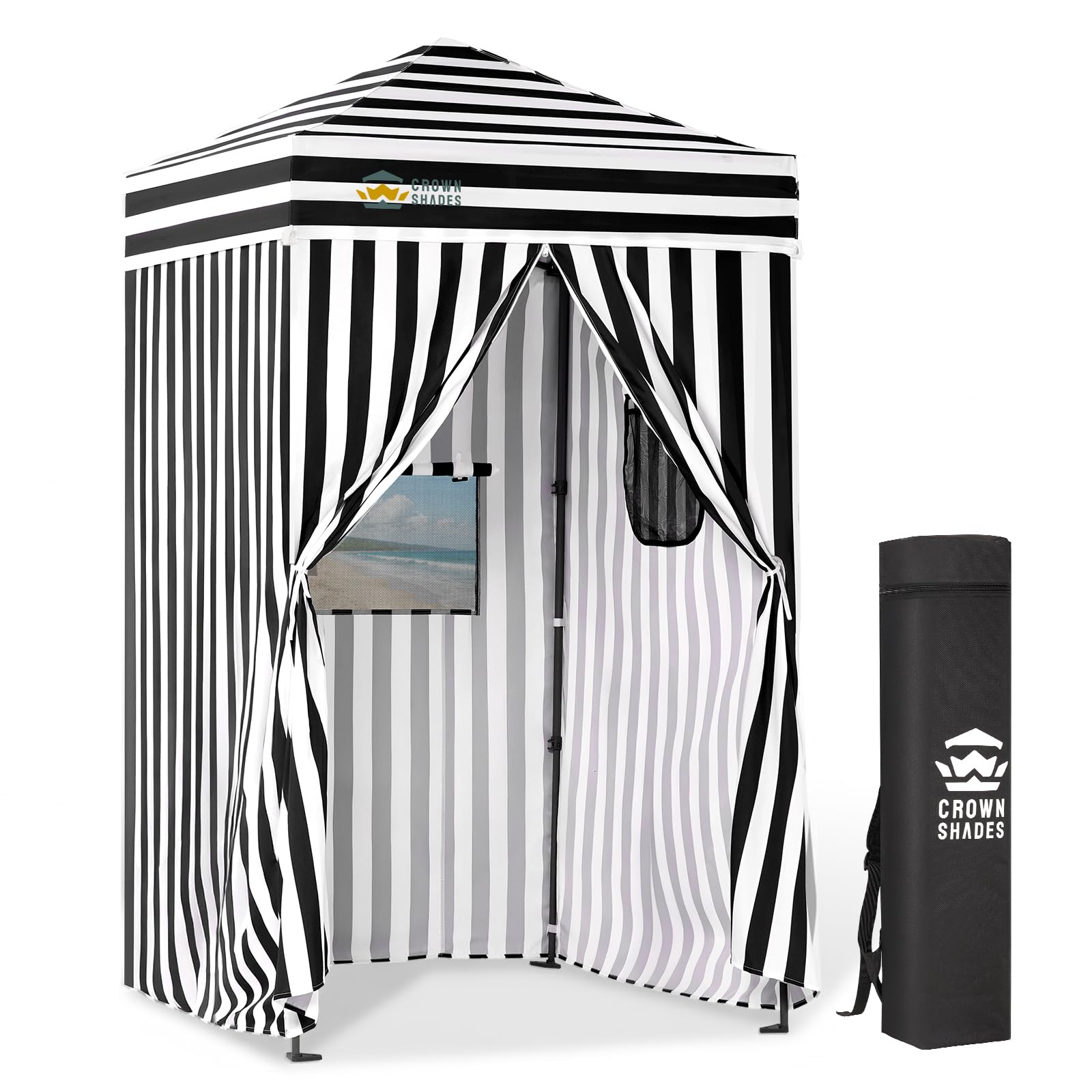 CROWN SHADES 4x4 Pop Up Changing Tent, Portable Changing Room, Black/White