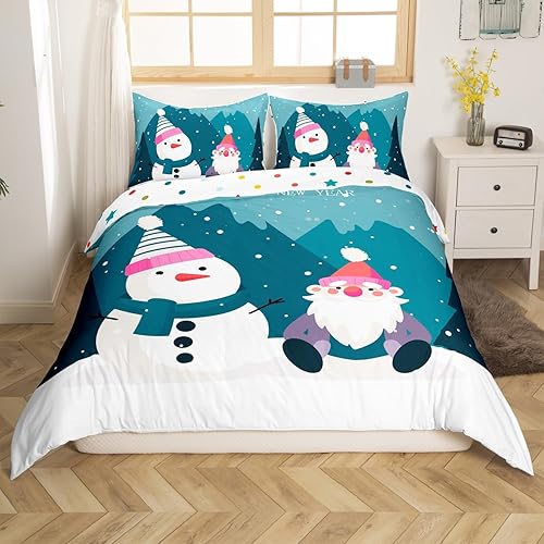 Miniatura 13 de Juego de funda de edredón de gnomos de Papá Noel escandinavos de Navidad, funda de edredón de Papá Noel para niños y niñas, funda de edredón de