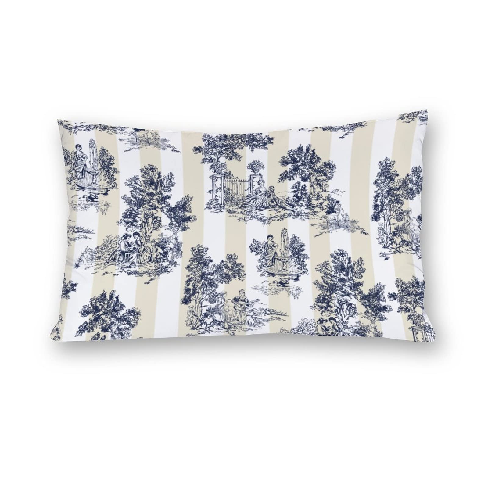 Nibabaeu Multicolor Cushion Covers 1 Pcs Toile De Jouy Decorative Pillow Covers 20"X30" Soft Polyester Pillow Cases For Living Room Sofa Couch Bed Pillowcases