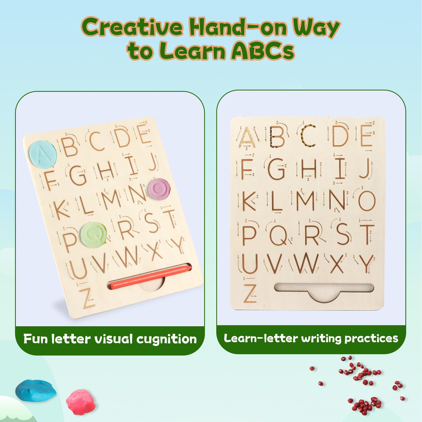 Montessori Alphabet Schreibtafel Aus Holz - Lernspielzeug Für Kinder 1-4 Jahre