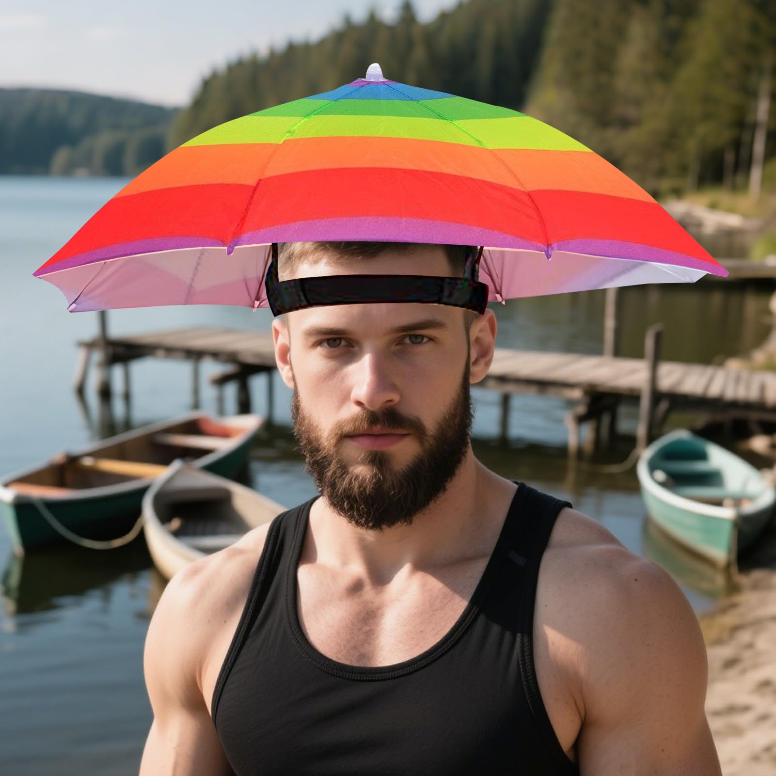 Sombrero Paraguas Solar - Sombreros de Fiesta - Accesorio Plegable Ajustable Protección UV Unisex Adulto Infantil Actividades Exteriores Playa Camping Senderismo Jardinería