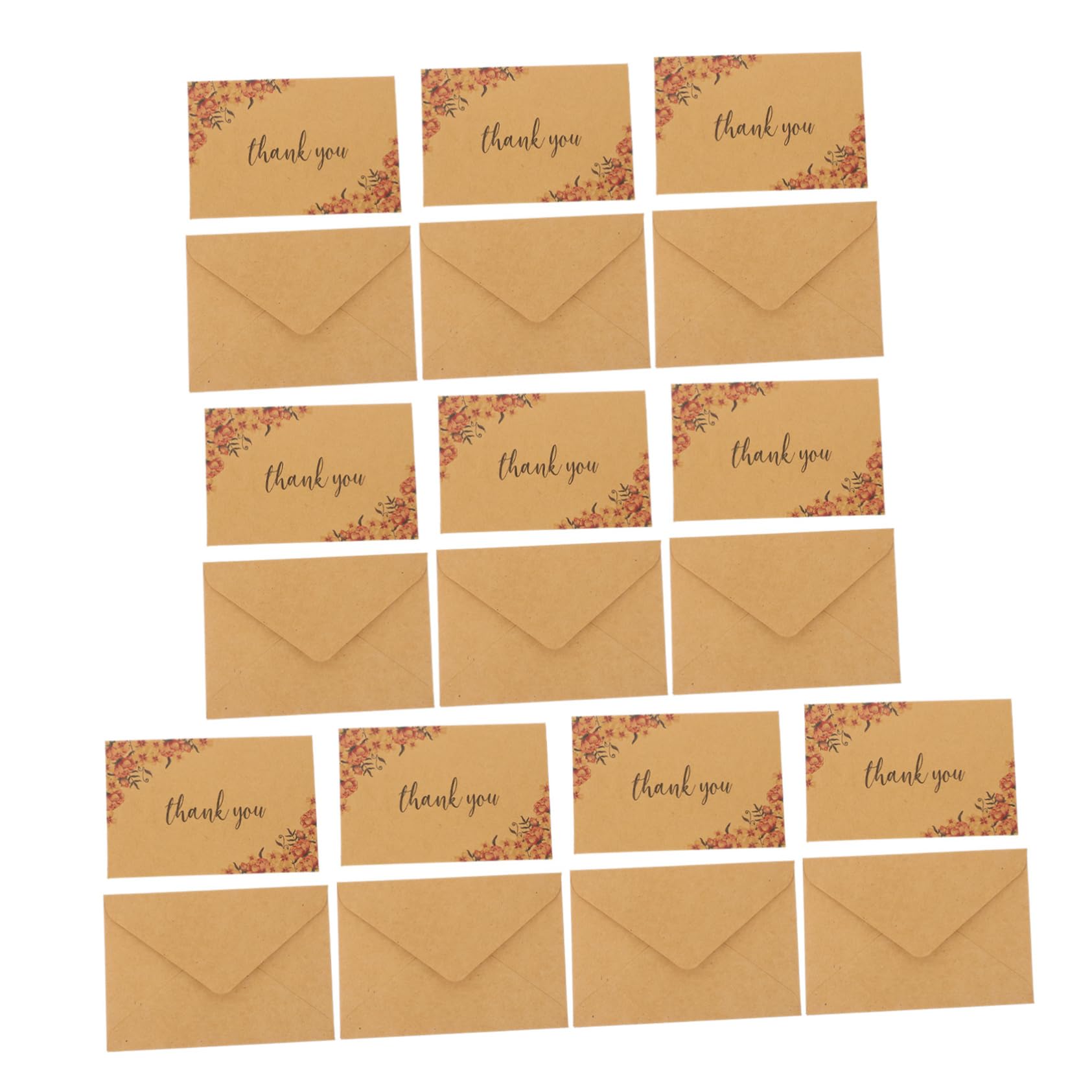 Lurrose 50stücke Kraft Dankeskarten Mit Blumenmotiv Vintage Karten Für Hochzeiten Dankesagen Und Besondere Anlässe Leere Innenseiten Persönlichen Schreiben