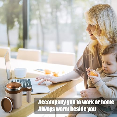 Miniatura 6 de Taza de café autoagitable, taza de café magnética automática recargable con 2 barras de agitación, taza mezcladora automática de acero inoxidable de