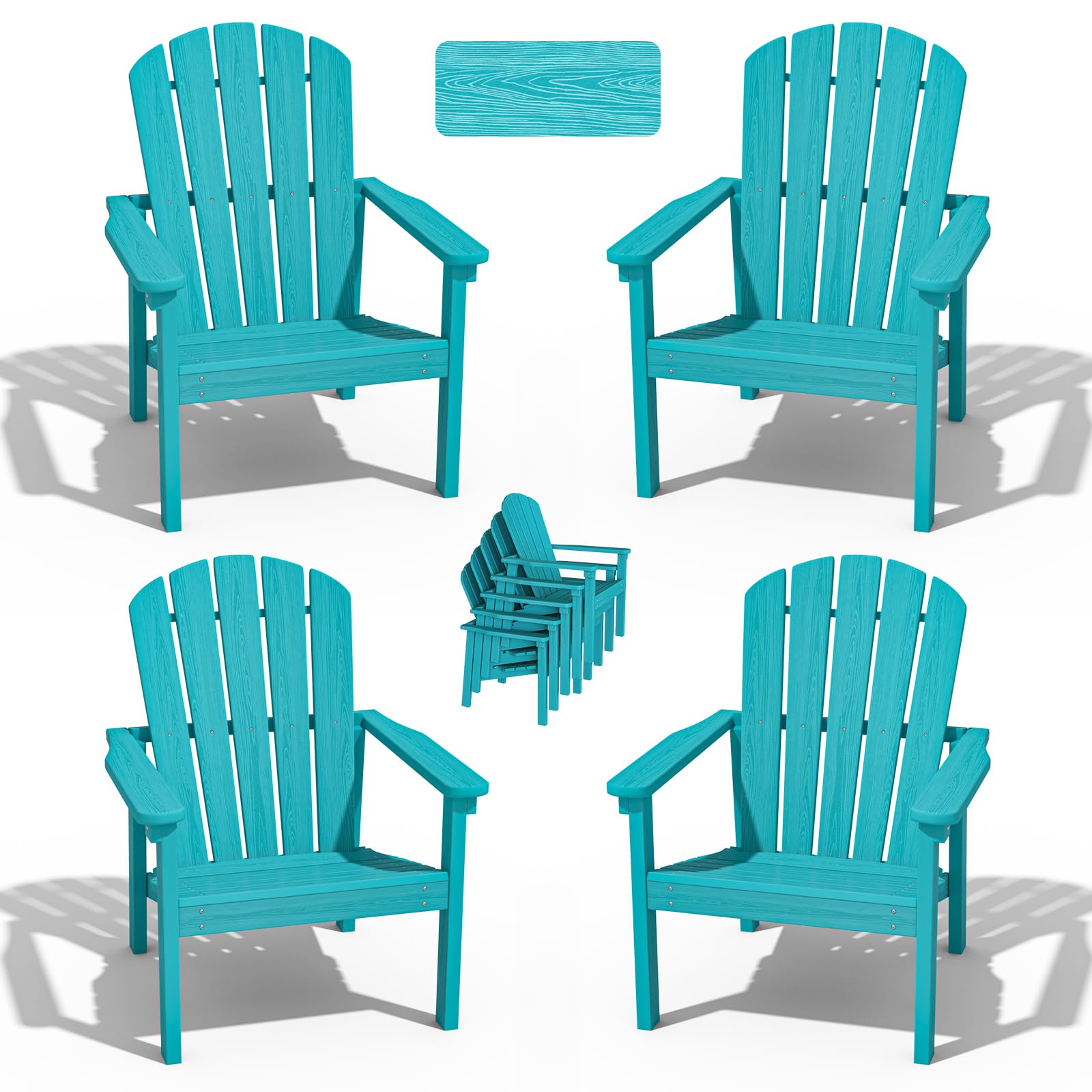 nevilywood Stackable Adirondack Chair - All-Weather HDPE Outdoor Patio Chair - Durable and Space -Saving Design for Easy Storage - Ideal for Porch, Lawn, or Garden-Aruba