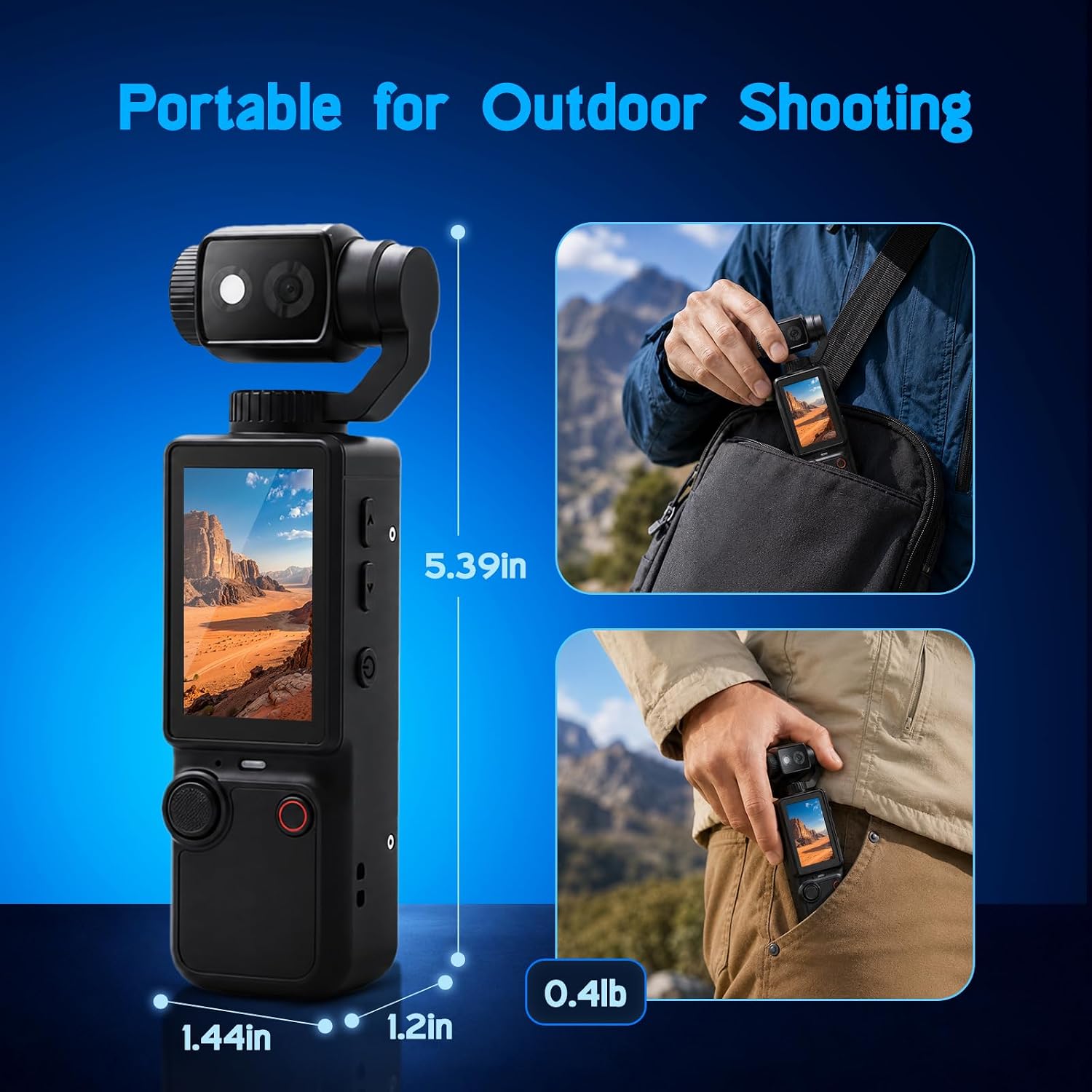 4K Handheld Camera for Vlogging 66M Small Pocket Tripod Body Cameras