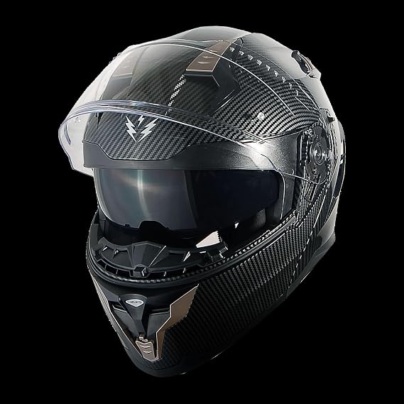 1Storm Motorcycle Modular Full Face Helmet DOT Adults Street Bike Flip up Dual Visor Sun Inner Shield Anti Fog Pinlock Ready Shield: Carbon Fiber Black