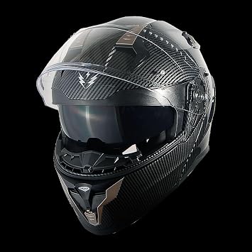 1Storm Motorcycle Modular Full Face Helmet DOT Adults Street Bike Flip up Dual Visor Sun Inner Shield Anti Fog Pinlock Ready Shield: Carbon Fiber Black