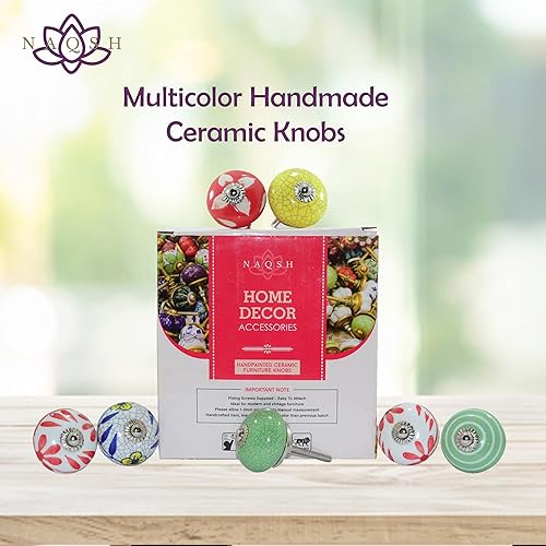 Miniatura 9 de NAQSH Pomos de cerámica hechos a mano para puertas y cajones, tiradores de armario y cajones pintados a mano para armarios y cajones de cocina