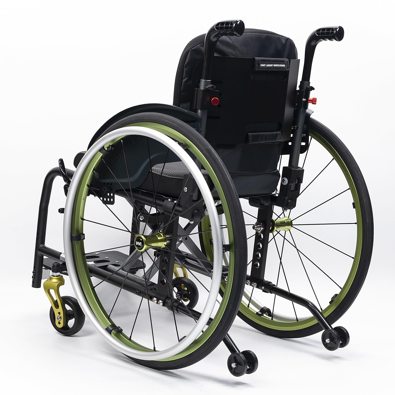 Silla de ruedas manual ligera, silla de ruedas deportiva ultraligera portátil todo terreno, silla de ruedas plegable, sillas de ruedas de transporte con antivuelco(B,40cm/15.7in)