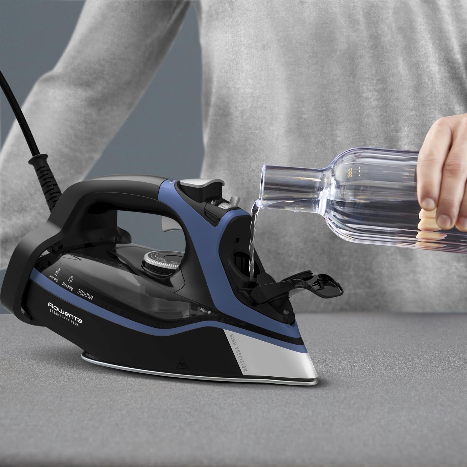Rowenta Steam Force Plus, Ferro da Stiro a Vapore, 3000 W di Potenza, Sistema Anticalcare, piastra Microsteam400 HD, DW9411
