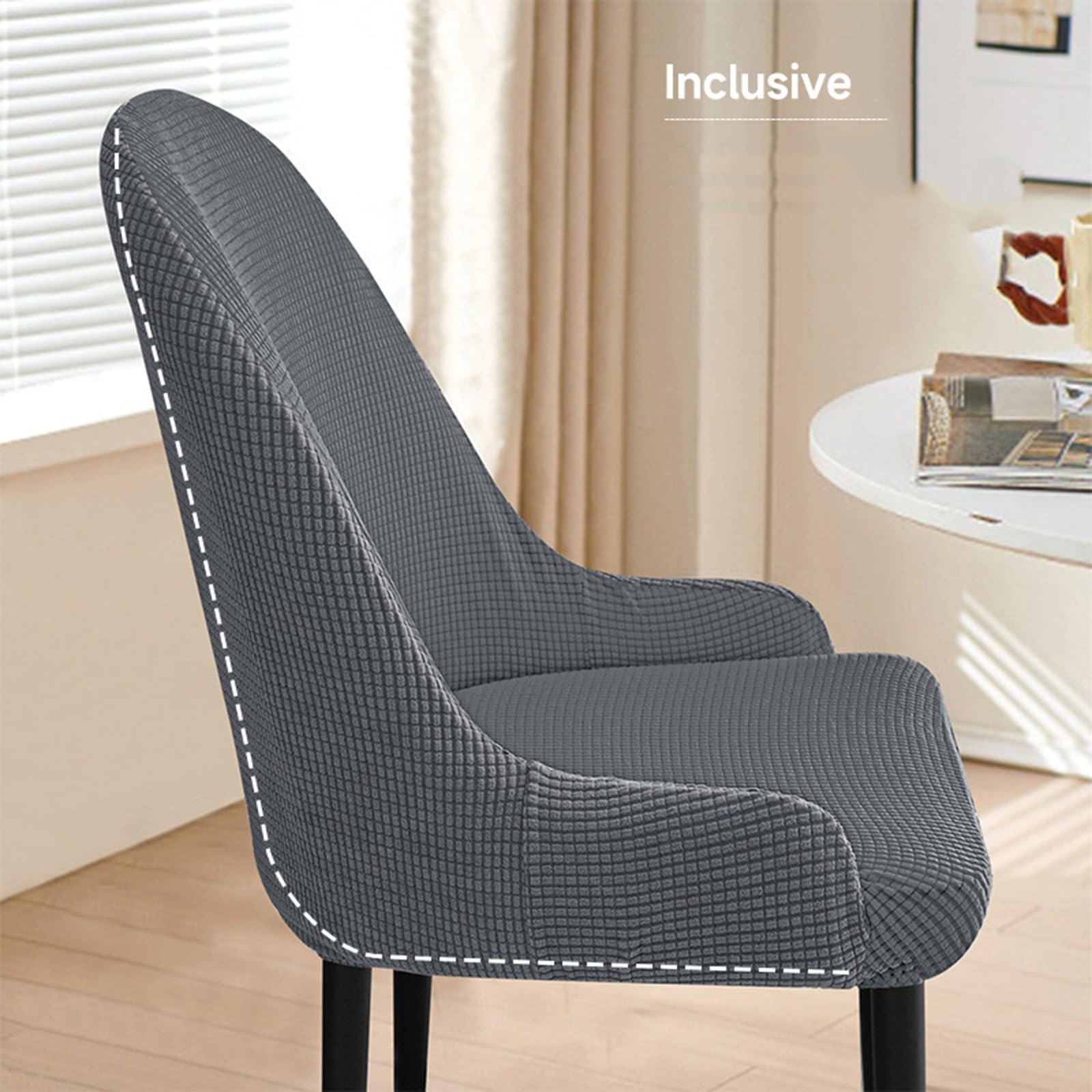 Juego de Fundas para Sillas de Comedor de 1 2 4 O 6 Plazas con Respaldo Curvo Y Reposabrazos para El Hogar Restaurante Cocina Fiesta Hotel Protector de Muebles (Juego de 6 Marrón Grisáceo)
