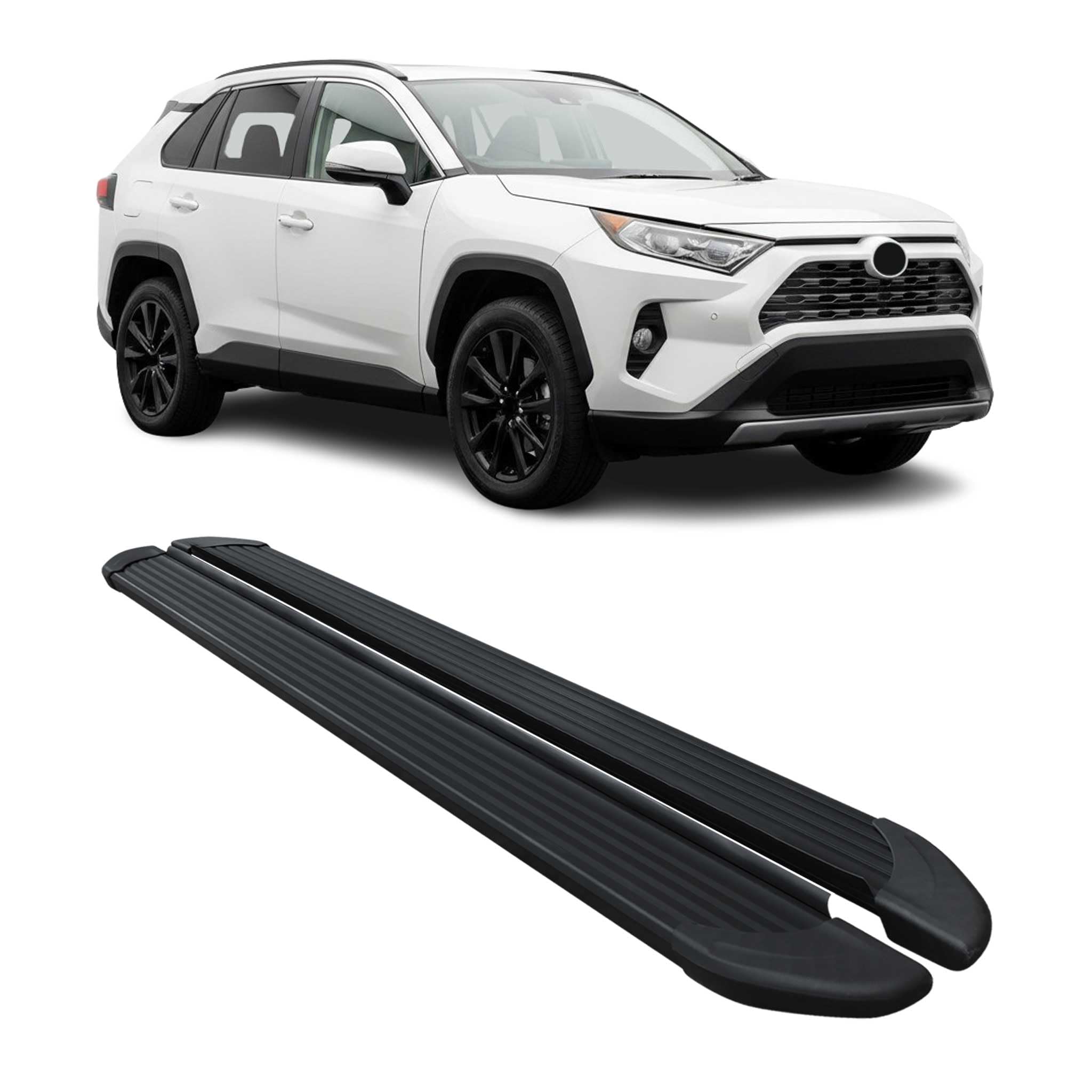 OMAC Pedane Laterali Sottoporta compatibile con Toyota RAV4 Hybrid 2019-2025 Alu Nero 2 Pz