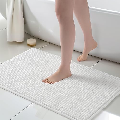 FRESHMINT Alfombra de baño de felpilla gruesa, 24 x 36 pulgadas, antideslizante, decoración de baño suave, bonita alfombra de ducha, absorbente de