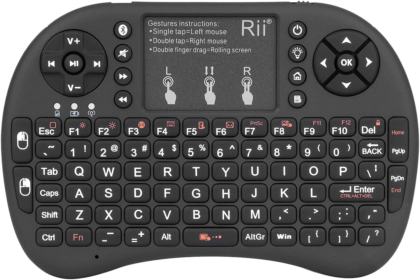 i8+ 2.4GHz Mini Wireless Keyboard with Touchpad Mouse,LED Backlit,Rechargable Li-ion Battery (Updated 2017,Backlit)