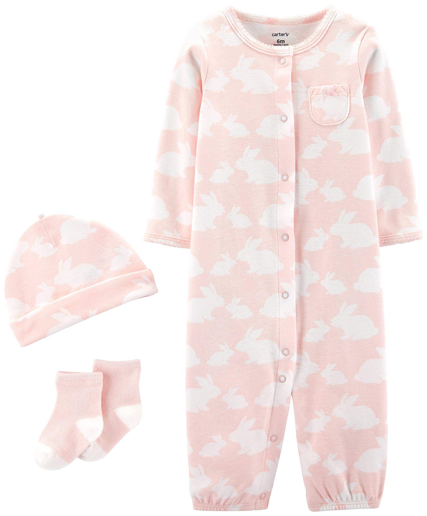 Carter's 3-Piece Bunny Babysoft Take-Me-Home Set (6 Months) Pink and White