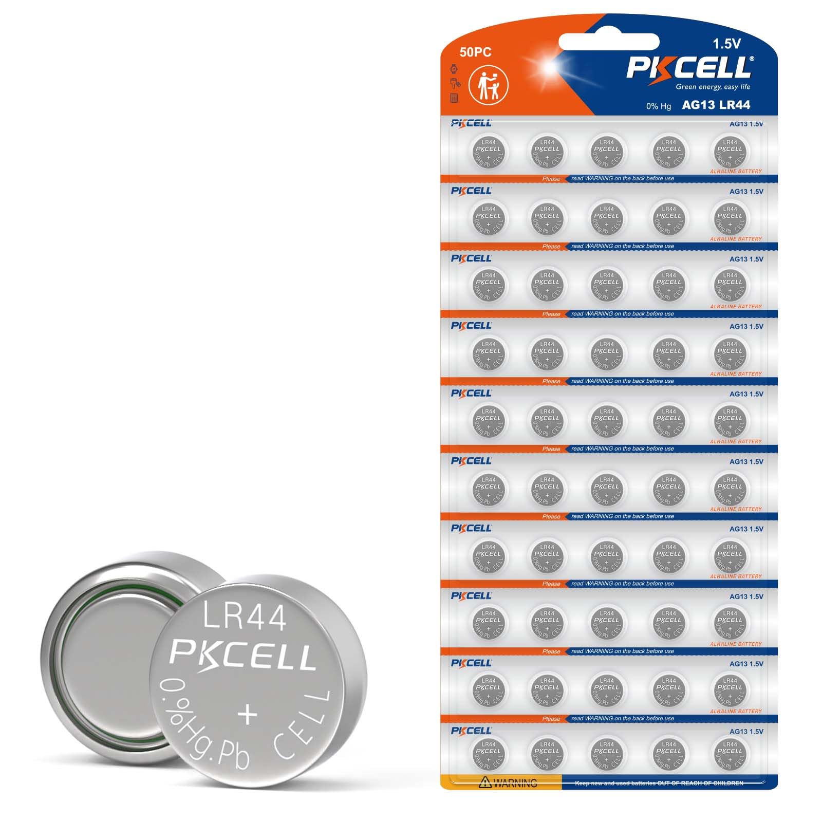 Photo 1 of PKCELL LR44 Batteries 50 Pack