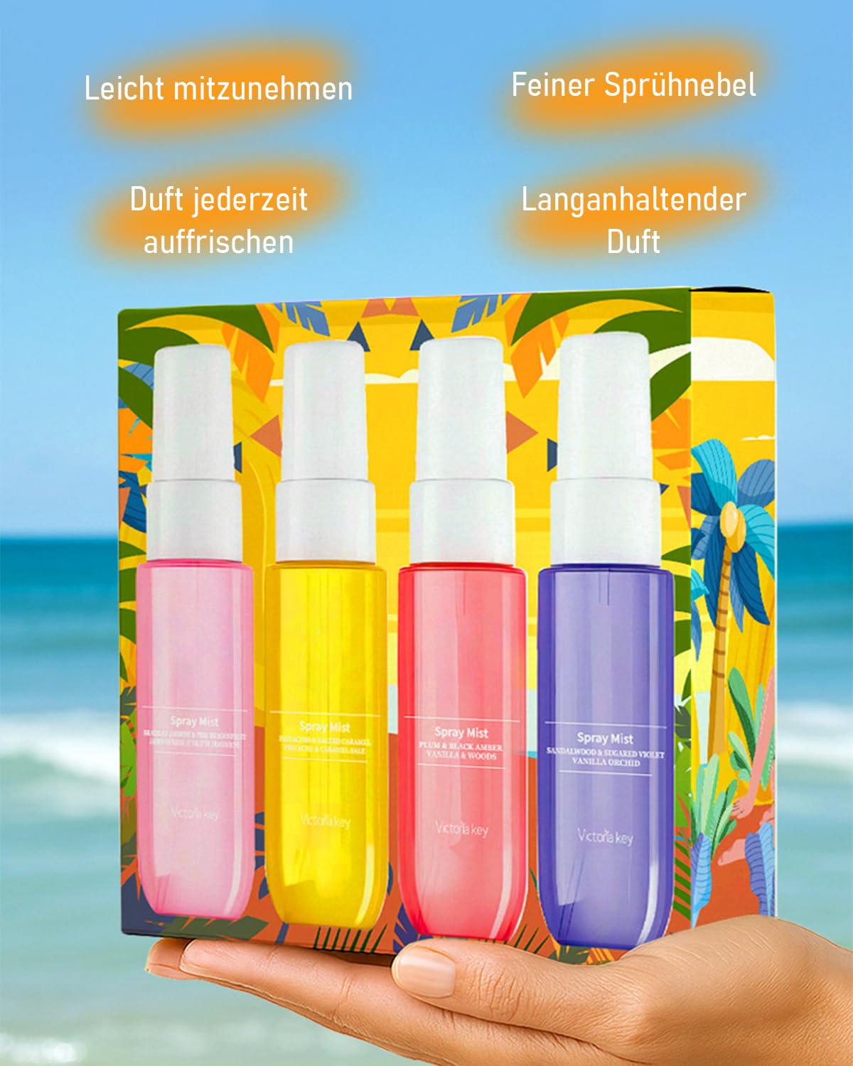 Set spray per il corpo da donna, 4 × 40 ml, profumo a lunga durata, profumo elegante e fresco, nebulizzazione fine, capelli e corpo per tutti i giorni, viaggi e occasioni speciali