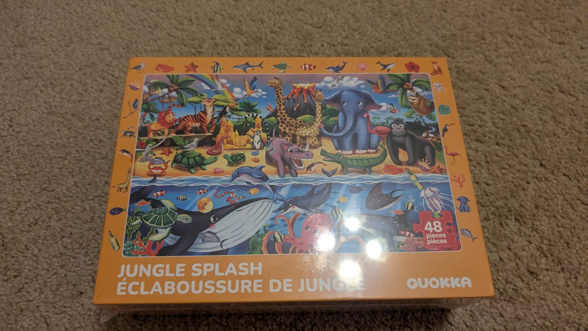 QUOKKA 2x3 FT Giant Search & Find Puzzles for Kids Jungle Splash