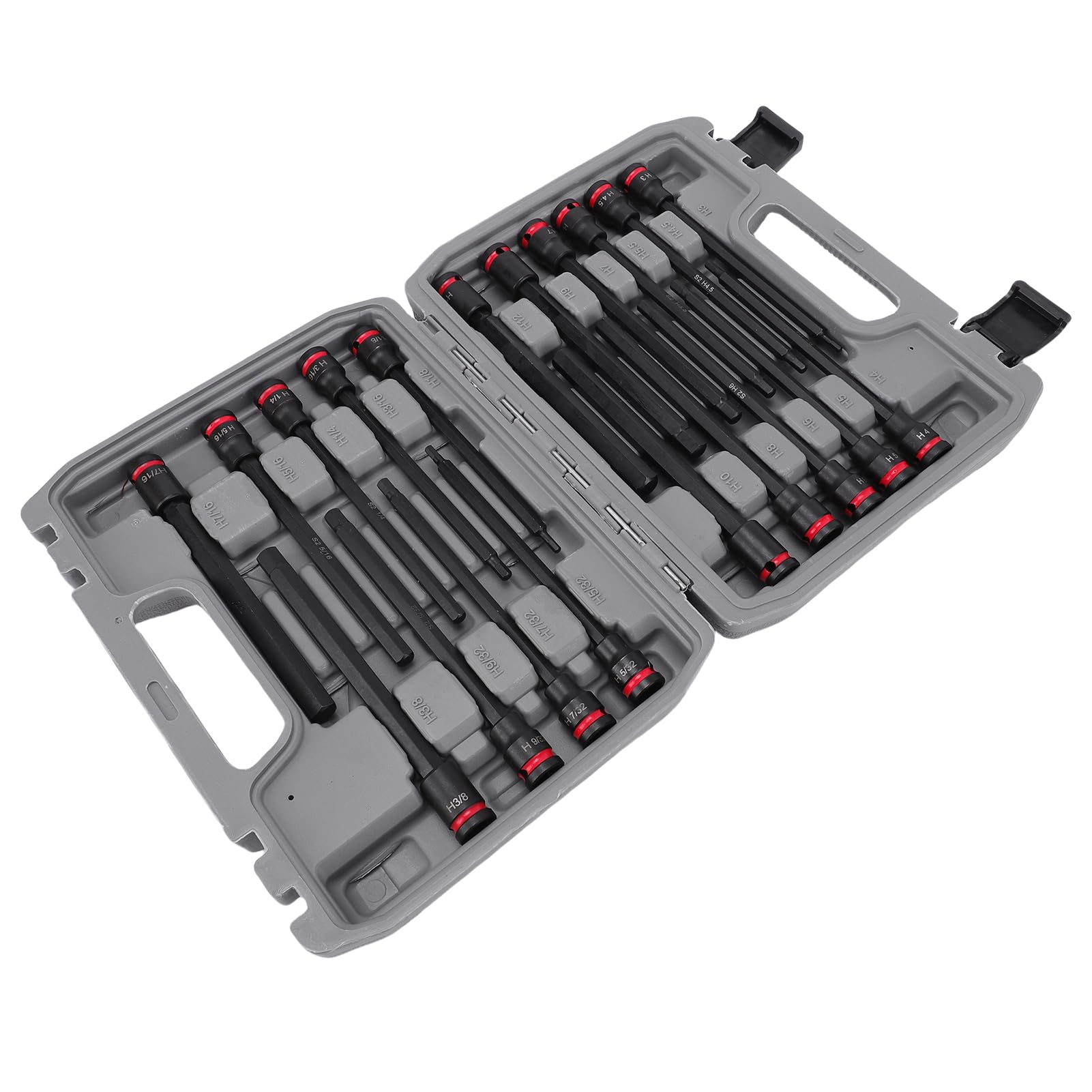 Set di Bussole da 3/8 Set di Bussole Esagonali a Impatto Durevole a Lunga Portata per Manutenzione Fai da Te 20 Pezzi in Acciaio Legato S2 in Custodia Stampata a Soffiaggio
